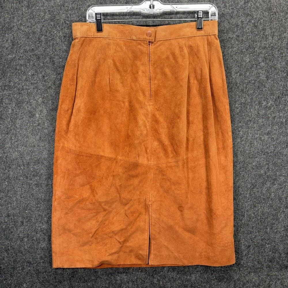 Dana Brooke Black 100% Silky Pig Suede A-Line Knee Length Skirt Womens 14 Rust